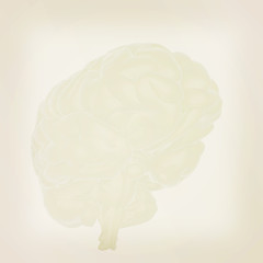 Image showing 3D illustration of human brain. Vintage style.