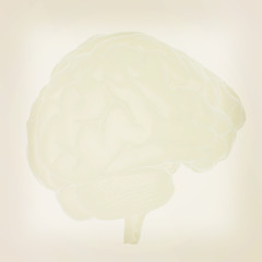 Image showing 3D illustration of human brain. Vintage style.