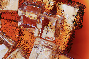 Image showing cola drink with ice cubes texture