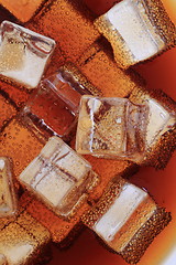 Image showing cola drink with ice cubes texture