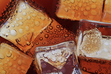 Image showing cola drink with ice cubes texture