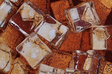 Image showing cola drink with ice cubes texture