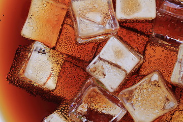 Image showing cola drink with ice cubes texture