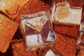 Image showing cola drink with ice cubes texture