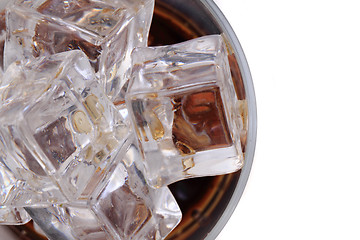 Image showing cola drink with ice cubes texture