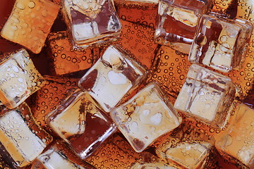 Image showing cola drink with ice cubes texture