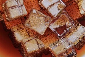 Image showing cola drink with ice cubes texture