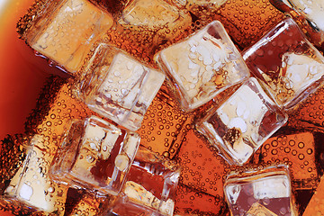 Image showing cola drink with ice cubes texture