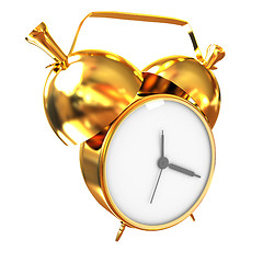 Image showing Old style of Gold Shiny alarm clock. 3d illustration