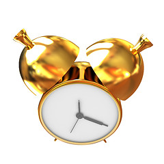 Image showing Old style of Gold Shiny alarm clock. 3d illustration