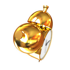 Image showing Old style of Gold Shiny alarm clock. 3d illustration