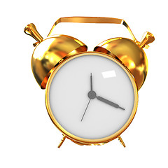 Image showing Old style of Gold Shiny alarm clock. 3d illustration