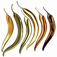 Image showing Gold Hot Pepper Icon. 3d illustration