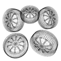 Image showing computer drawing of car wheel. Top view. 3d illustration