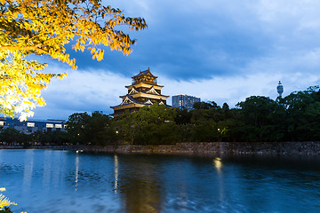 Image showing Japanese Hiroshima castle at night