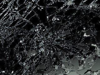 Image showing Pieces of Broken or Shattered glass on black