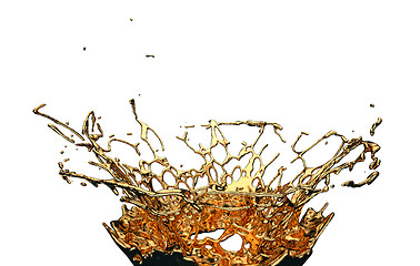 Image showing Melted gold or oil splashes isolated on white