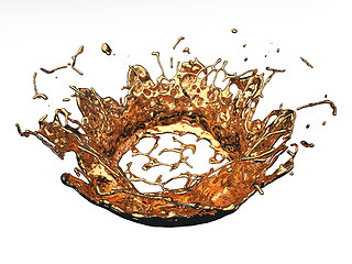 Image showing Liquid gold or oil splatter and splashes isolated on white