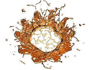 Image showing Splashes or splatters of melted gold or oil isolated on white