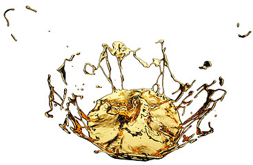 Image showing Splashes or splatters of melted gold or oil isolated on white