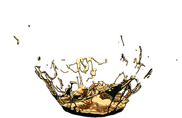 Image showing Liquid gold or oil splashes isolated on white