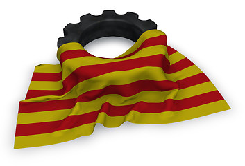 Image showing gear wheel and flag of catalonia - 3d rendering