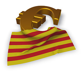 Image showing euro symbol and flag of catalonia - 3d illustration