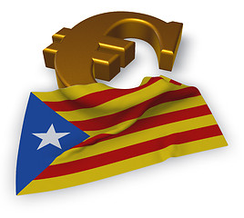 Image showing euro symbol and flag of catalonia - 3d illustration