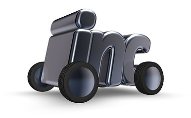 Image showing inc symbol on wheels - 3d rendering