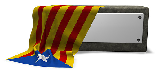 Image showing stone socket and flag of catalonia - 3d rendering