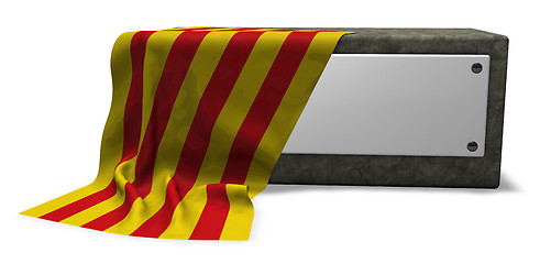 Image showing stone socket and flag of catalonia - 3d rendering