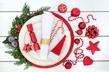 Image showing Christmas Dinner Table Setting