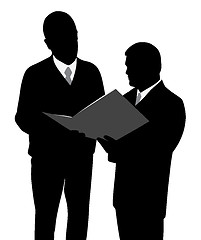 Image showing Two businessmen engineers or architects looking at a new project