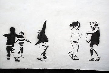 Image showing Children Playing Stencil Art