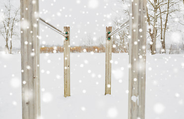 Image showing parallel bars outdoors in winter