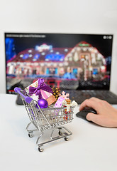 Image showing Online Shopping Cart on desk