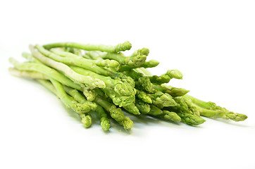 Image showing Bundle of green asparagus shoots