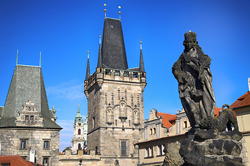 Image showing View of the Lesser Bridge Tower from the Charles Bridge (Karluv 