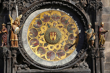 Image showing Astronomical clock Orloj at Old Town Square in Prague, Czech Rep