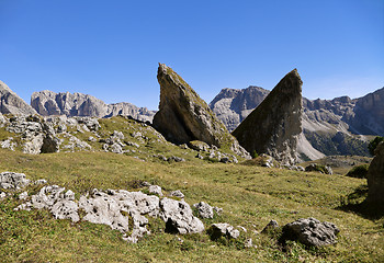 Image showing Giant rocks in Val di Gardena, Dolomites
