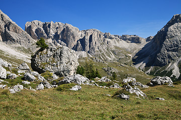 Image showing Giant rocks in Val di Gardena, Dolomites