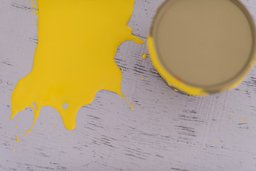Image showing Yellow paint tin can