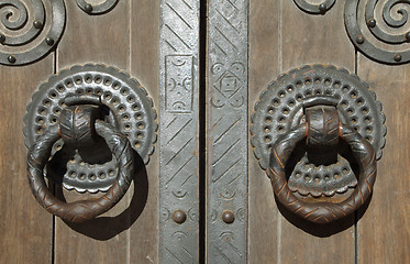 Image showing Door knockers, Lisbon cathedral