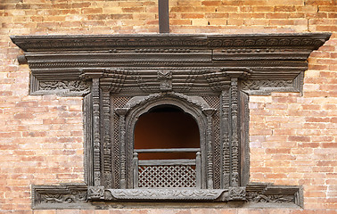 Image showing Traditonal Nepalese woodwork window