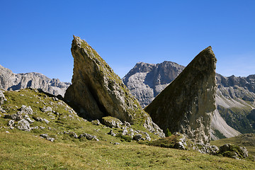 Image showing Giant rocks in Val di Gardena, Dolomites