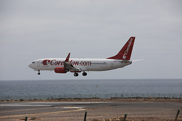 Image showing ARECIFE, SPAIN - APRIL, 15 2017: Boeing 737 - 800 of Corendon.co