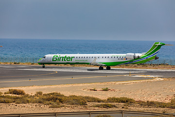 Image showing ARECIFE, SPAIN - APRIL, 16 2017: Canadair CRJ-1000 of Binter wit