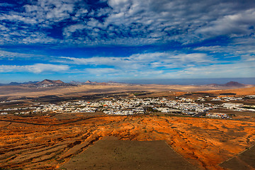 Image showing View of the countryside and the town Teguise on Lanzarote