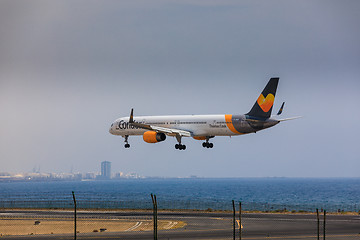 Image showing ARECIFE, SPAIN - APRIL, 16 2017: Boeing 757-300 of Condor with t