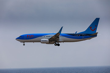 Image showing ARECIFE, SPAIN - APRIL, 16 2017: Boeing 737-800 of TUI with the 